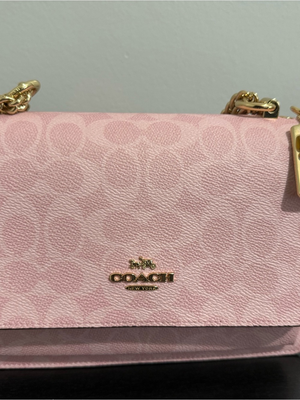 Coach Pink Signature Chain Crossbody with Gold Hardware